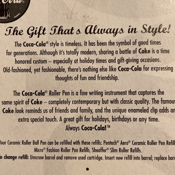 Vintage 1996 Coca-Cola Ceramic Roller Ball Pen in Collector Tin - Picture 8 of 9